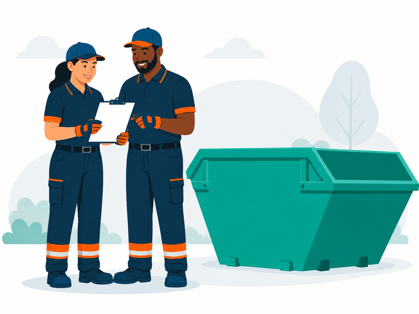 Professional skip hire team