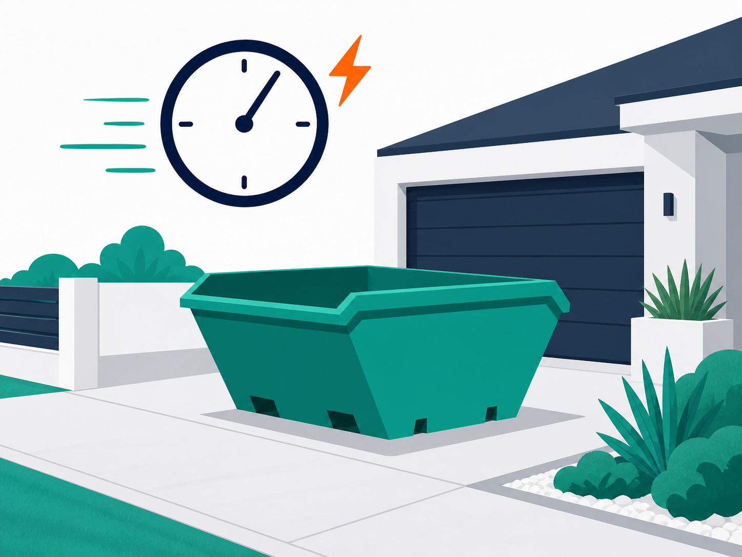 Same-day skip service at a suburban home